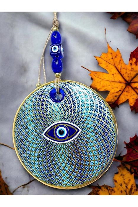Mixperi | Embroidered Geometric Nazar Glass Wall Ornament Mixperi Islamic, Pillow Case Set, Clock, Spiritual, Candle Set, Rug, Vase, Door Mats, Wall Ornaments