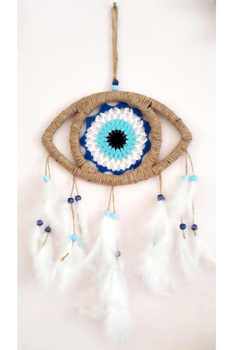 Mixperi | Eye Model Nazar Bead Motif Bird Furry Handmade Wall Ornament