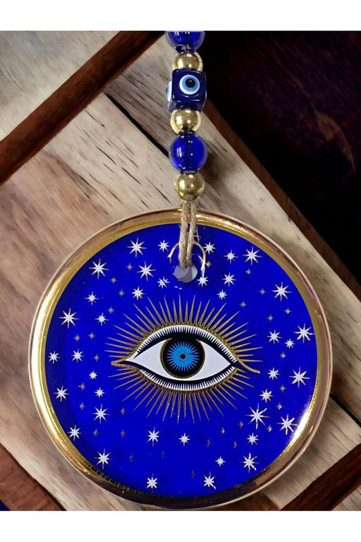 Mixperi | Gilded Blue Color Star Motif Eyed Glass Wall Ornament