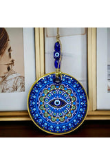 Mixperi | Gilded Nazar Beads Blue Pink Glass Wall Ornament