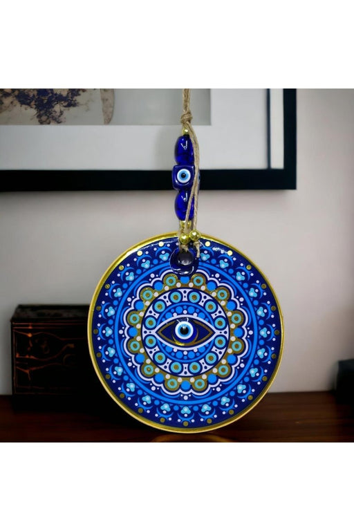 Mixperi | Gilded Nazar Beads Blue Pink Glass Wall Ornament