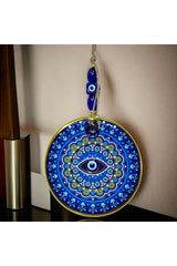 Mixperi | Gilded Nazar Beads Blue Pink Glass Wall Ornament