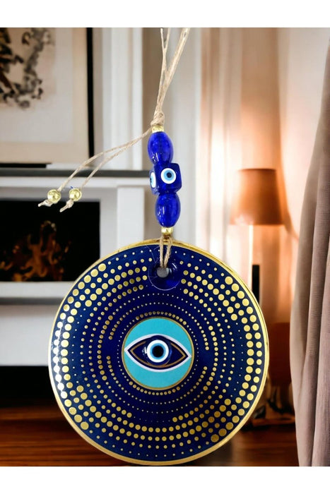 Mixperi | Golden Polka Dot Nazar Bead Wall Ornament Mixperi Islamic, Pillow Case Set, Clock, Spiritual, Candle Set, Rug, Vase, Door Mats, Wall Ornaments