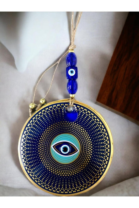 Mixperi | Golden Polka Dot Nazar Glass Wall Ornament Mixperi Islamic, Pillow Case Set, Clock, Spiritual, Candle Set, Rug, Vase, Door Mats, Wall Ornaments