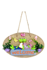 Mixperi | Green Cute Frog Double Welcome Printed Butterfly Door Ornament