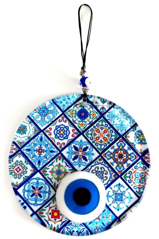 Mixperi | Mandala Patterned Nazar Bead With Fusion Glass Wall Ornament Mixperi Islamic, Pillow Case Set, Clock, Spiritual, Candle Set, Rug, Vase, Door Mats, Wall Ornaments