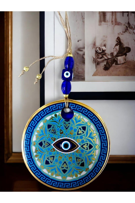 Mixperi | Nazar Bead Eyes Blue Striped Wall Ornament Mixperi Islamic, Pillow Case Set, Clock, Spiritual, Candle Set, Rug, Vase, Door Mats, Wall Ornaments