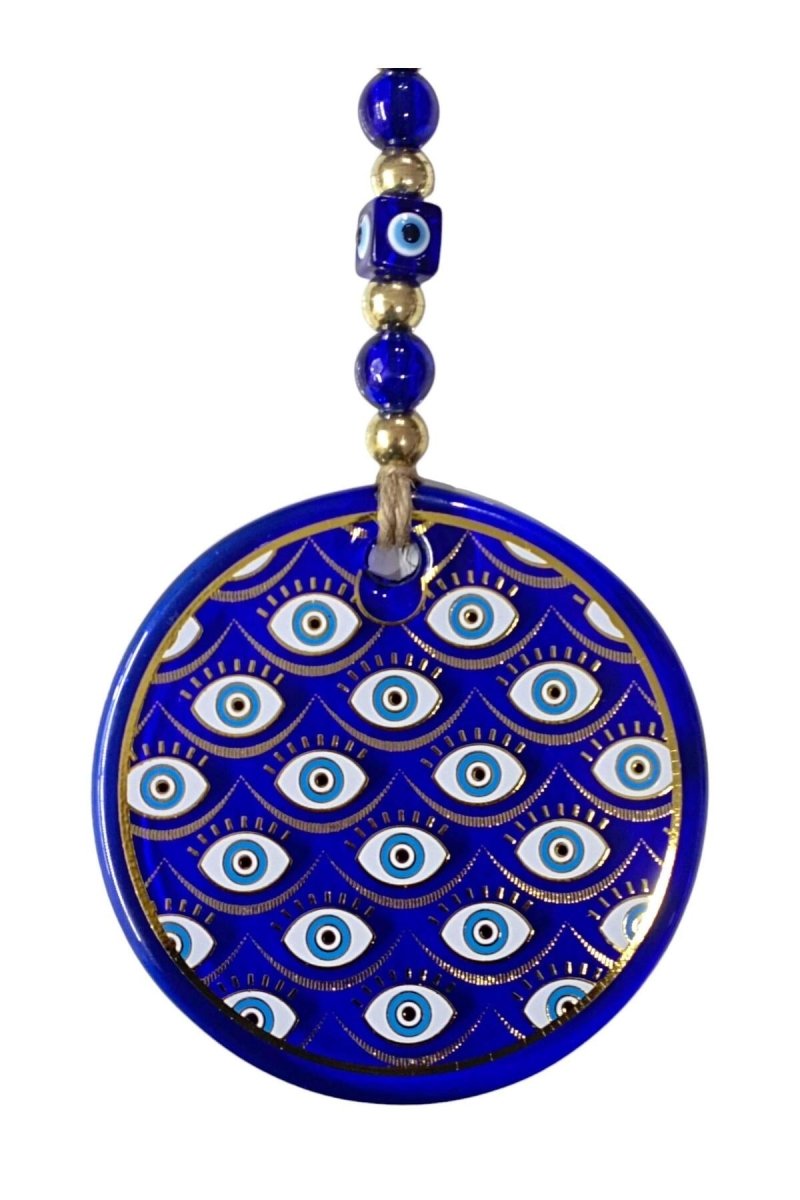 Mixperi | Nazar Bead Glass Wall Ornament with Gilded Eyes Motif