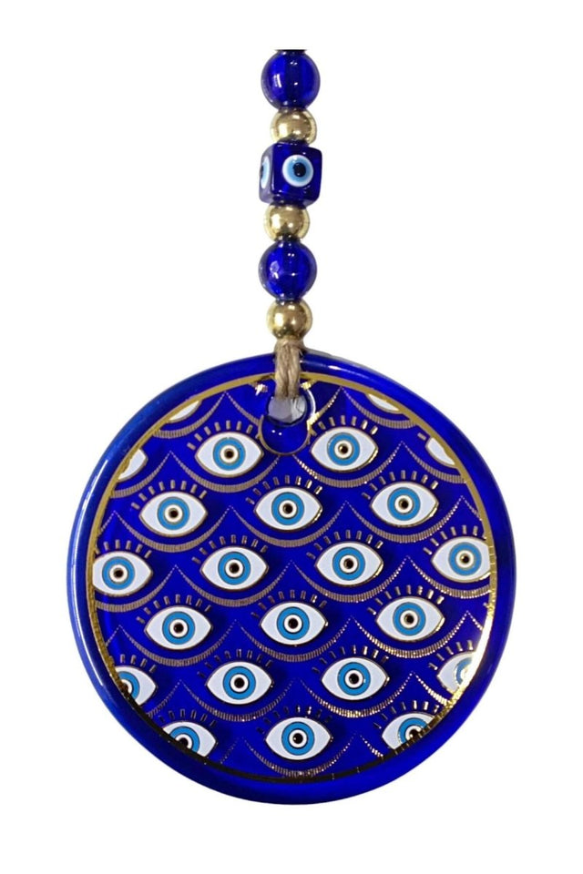 Mixperi | Nazar Bead Glass Wall Ornament with Gilded Eyes Motif