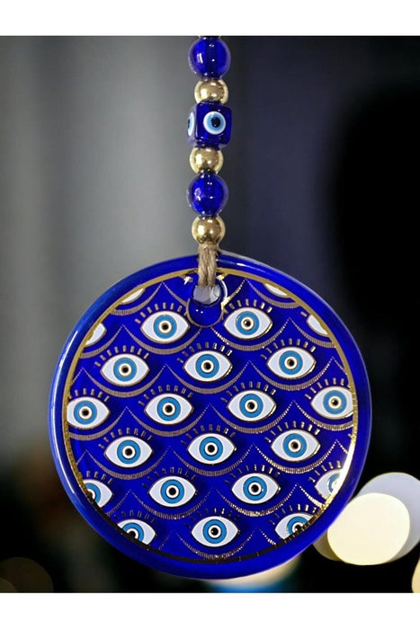 Mixperi | Nazar Bead Glass Wall Ornament with Gilded Eyes Motif Mixperi Islamic, Pillow Case Set, Clock, Spiritual, Candle Set, Rug, Vase, Door Mats, Wall Ornaments
