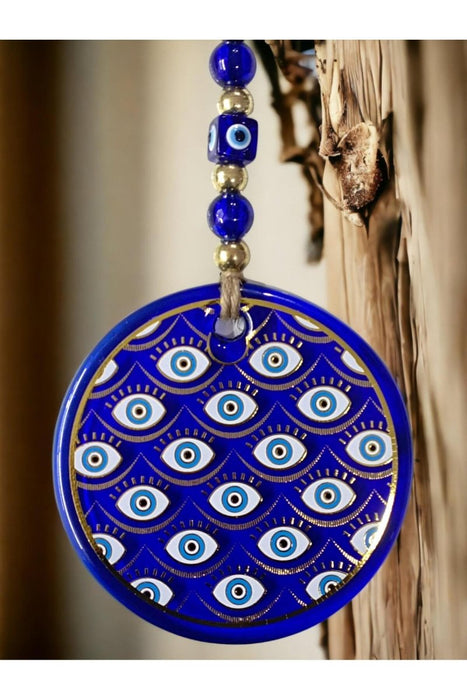Mixperi | Nazar Bead Glass Wall Ornament with Gilded Eyes Motif Mixperi Islamic, Pillow Case Set, Clock, Spiritual, Candle Set, Rug, Vase, Door Mats, Wall Ornaments