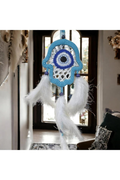 Mixperi | Nazar Bead Motif Turquoise Fatma Ana Hand Wall Ornament Handmade
