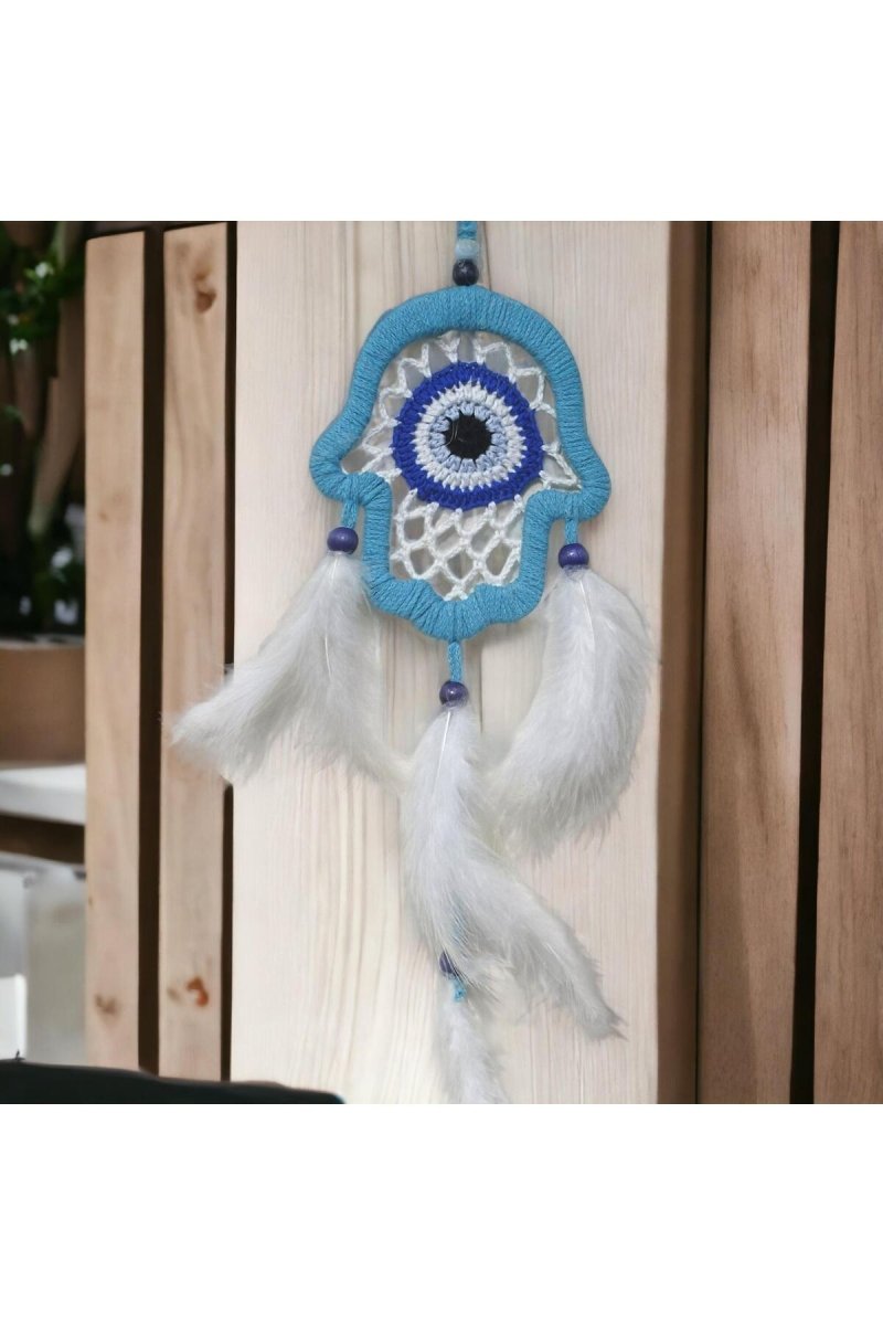 Mixperi | Nazar Bead Motif Turquoise Fatma Ana Hand Wall Ornament Handmade