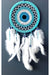 Mixperi | Nazar Bead Motived Turquoise Color Dream Catcher White Bird Furry Dream Wall Ornament