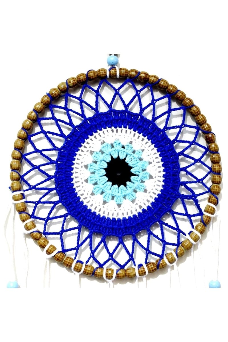 Mixperi | Nazar Bead Patterned Bird Furry Handmade Dream Catcher Wall Ornament