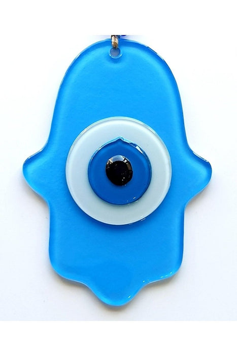 Mixperi | Nazar Beaded Baby Blue Hand Shape Glass Wall Ornament