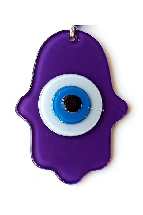 Mixperi | Nazar Beads Purple Color Hand Shape Glass Wall Ornament