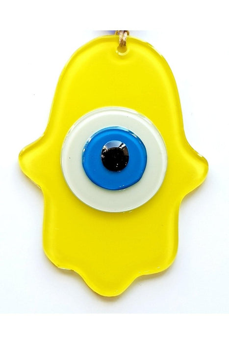Mixperi | Nazar Beads Yellow Hand Shape Glass Wall Ornament
