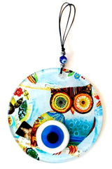 Mixperi | Owl Nazar Beaded Fusion Glass Wall Ornament