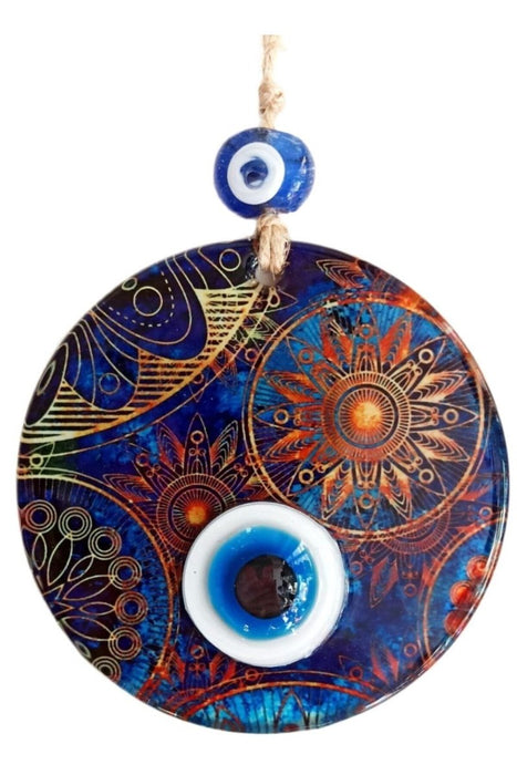 Mixperi | Sun Patterned Glass Handcrafted Nazar Bead Wall Ornament Mixperi Islamic, Pillow Case Set, Clock, Spiritual, Candle Set, Rug, Vase, Door Mats, Wall Ornaments