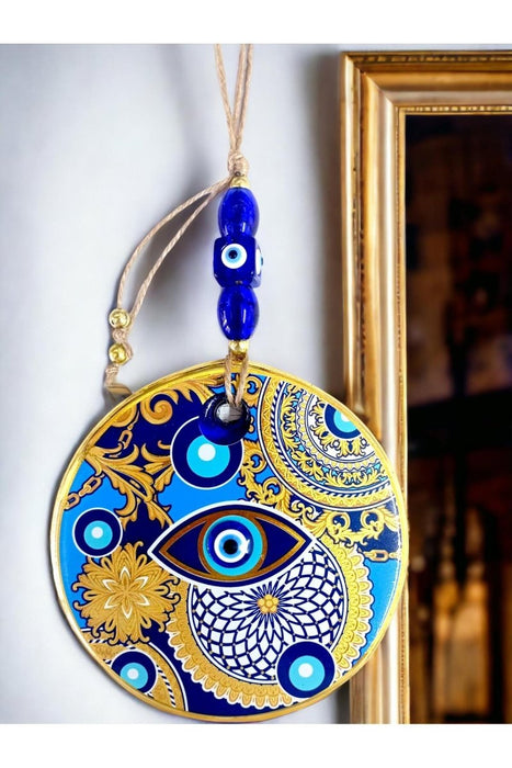 Mixperi | Tile Gold Pattern Nazar Bead Wall Ornament