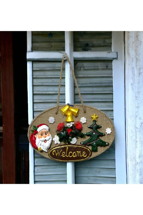 Mixperi | Welcome Printed Santa Claus Handmade Christmas Door Ornament