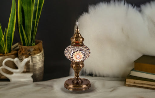 Nazli Mosaic | Handmade Glass Mosaic Desk Lamp, Pink Star