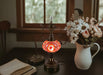 Nazli Mosaic | Handmade Glass Mosaic Desk Lamp, Red and Orange Star Teapot Design