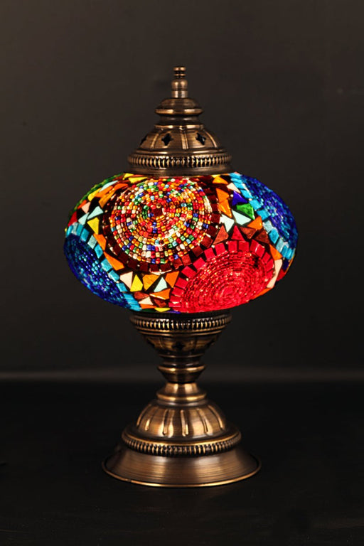 Nazli Mosaic | Handmade Glass Mosaic Larg Desk Lamp, Circle Mosaic Colors