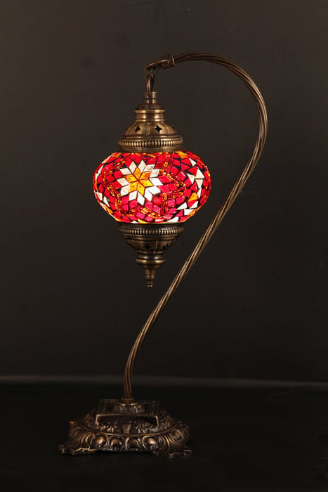 Nazli Mosaic | Handmade Glass Mosaic Medium Desk Lamp, Swan Neck Design Nazli Mosaic Lamps