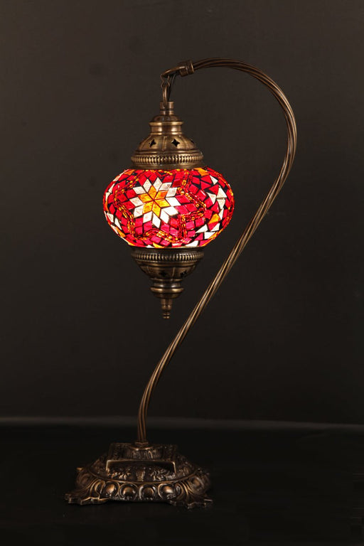 Nazli Mosaic | Handmade Glass Mosaic Medium Desk Lamp, Swan Neck Design