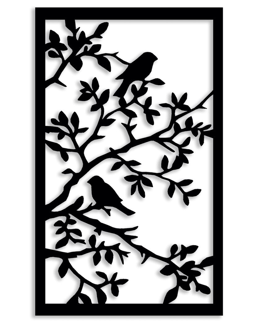 NR Dizayn | Bird on Trees Motif Decorative Metal Wall Art - TryAladdin