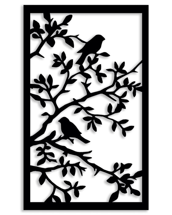 NR Dizayn | Bird on Trees Motif Decorative Metal Wall Art