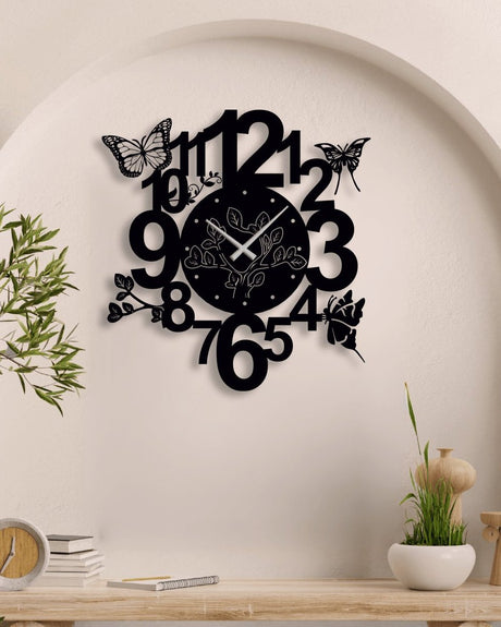 NR Dizayn | Butterfly Detailed Metal Wall Clock