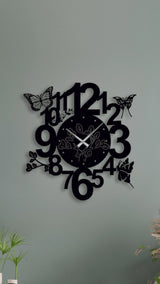 NR Dizayn | Butterfly Detailed Metal Wall Clock