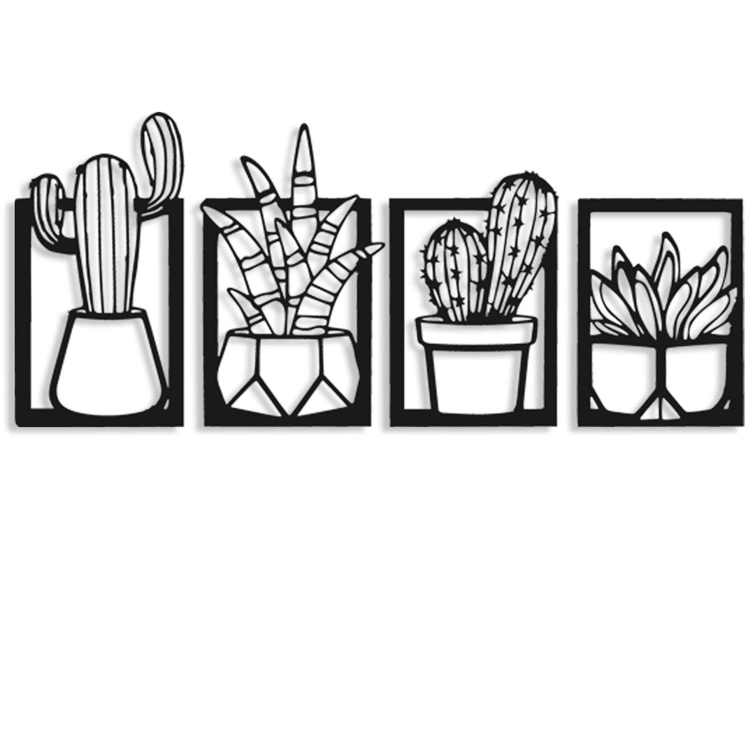 NR Dizayn | Cactus Set of 4 Metal Wall Art