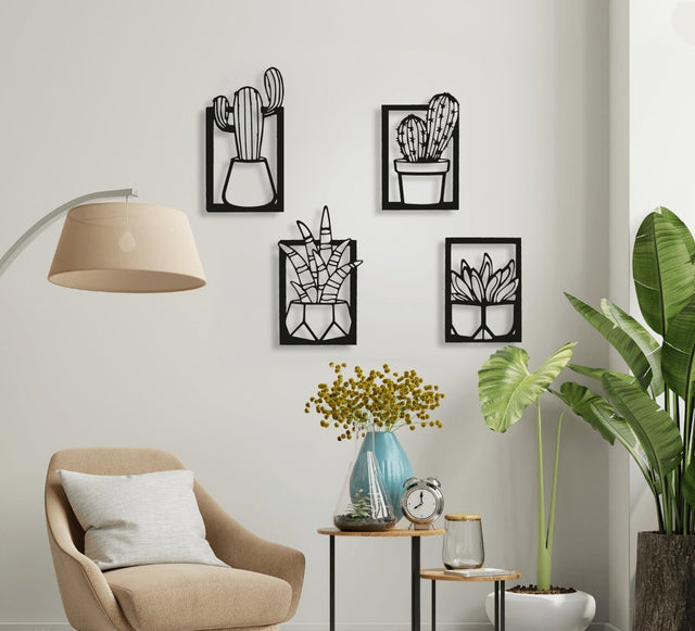 NR Dizayn | Cactus Set of 4 Metal Wall Art