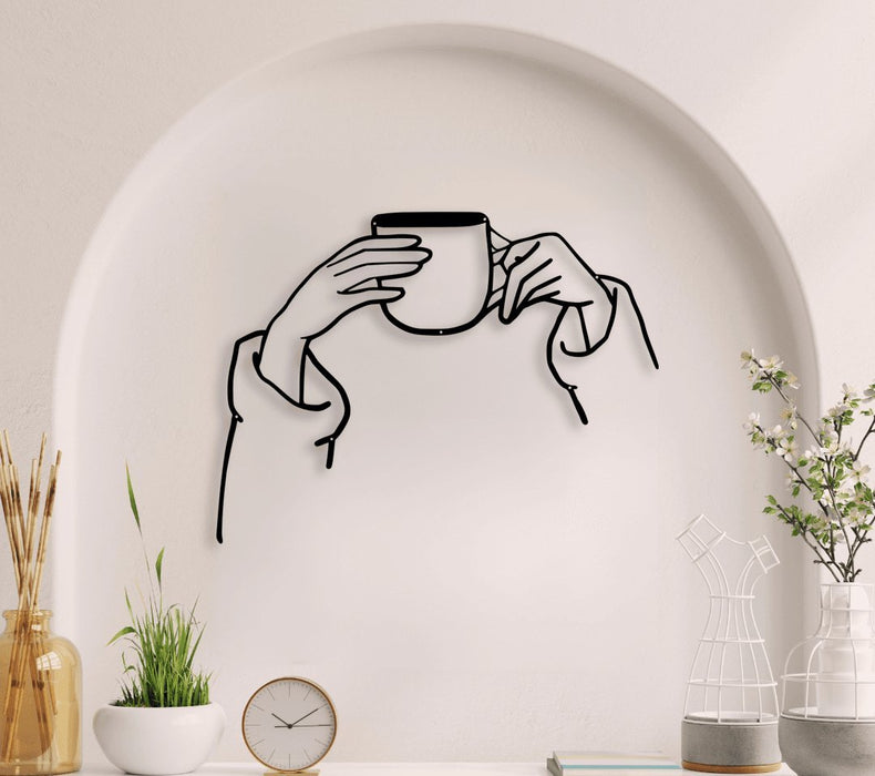 NR Dizayn | Cup in Hand Metal Wall Art