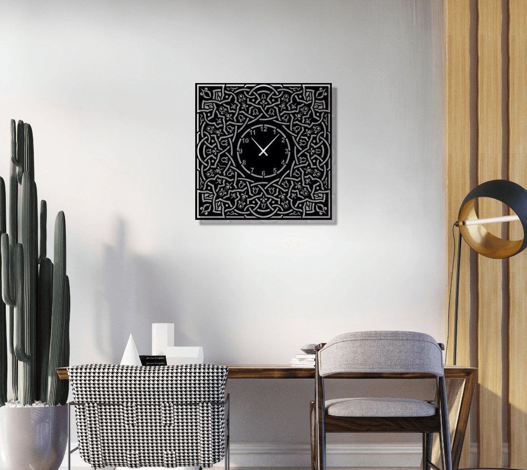 NR Dizayn | Decorative Square Metal Wall Clock - TryAladdin
