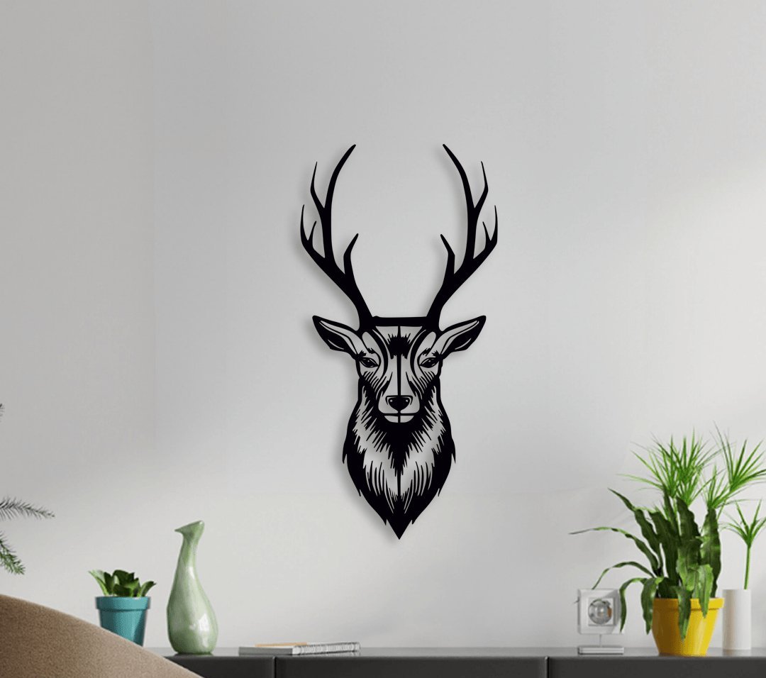 NR Dizayn | Deer Head Themed Decorative Metal Wall Art - TryAladdin