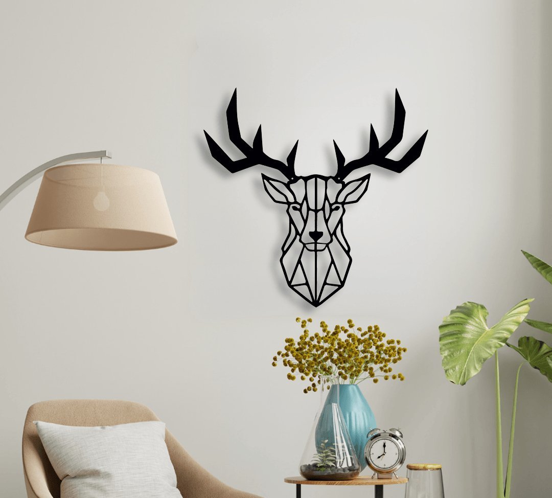 NR Dizayn | Deer Head Themed Metal Wall Art