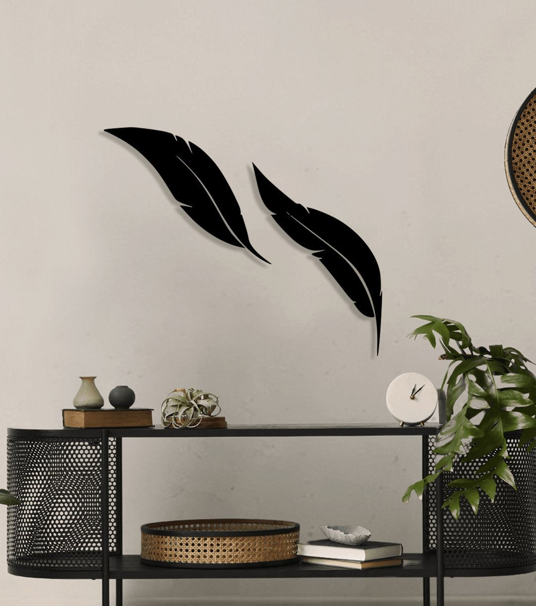 NR Dizayn | Feather 2 Piece Decorative Metal Wall Art - TryAladdin