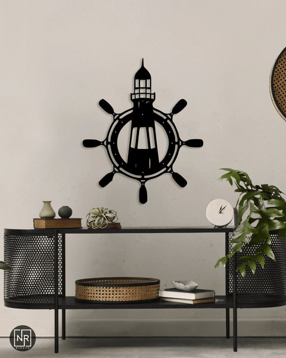 NR Dizayn | Helm and Lighthouse Detailed Metal Wall Art