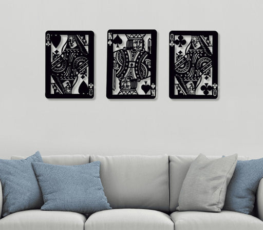 NR Dizayn | King of Spades, Queen of Hearts and Queen of Clubs Set of 3 Metal Wall Art