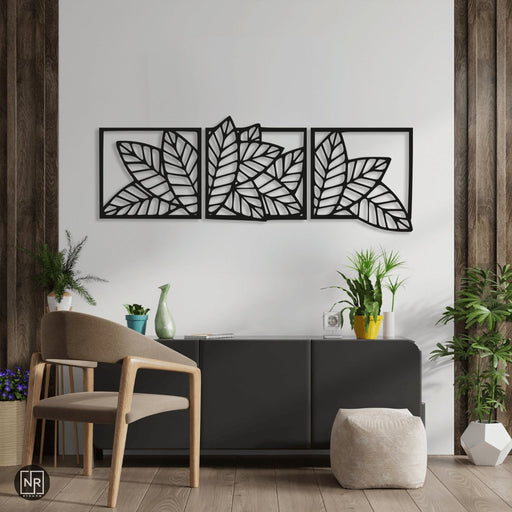 NR Dizayn | Leaf Detailed 3-Piece Metal Wall Art NR Dizayn Wall Art