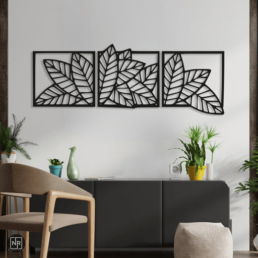 NR Dizayn | Leaf Detailed 3-Piece Metal Wall Art NR Dizayn Wall Art