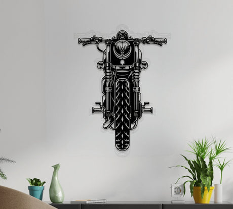 NR Dizayn | Motorcycle Front View Metal Wall Art