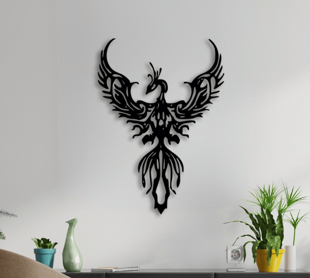 NR Dizayn | Phoenix Motif Metal Wall Art