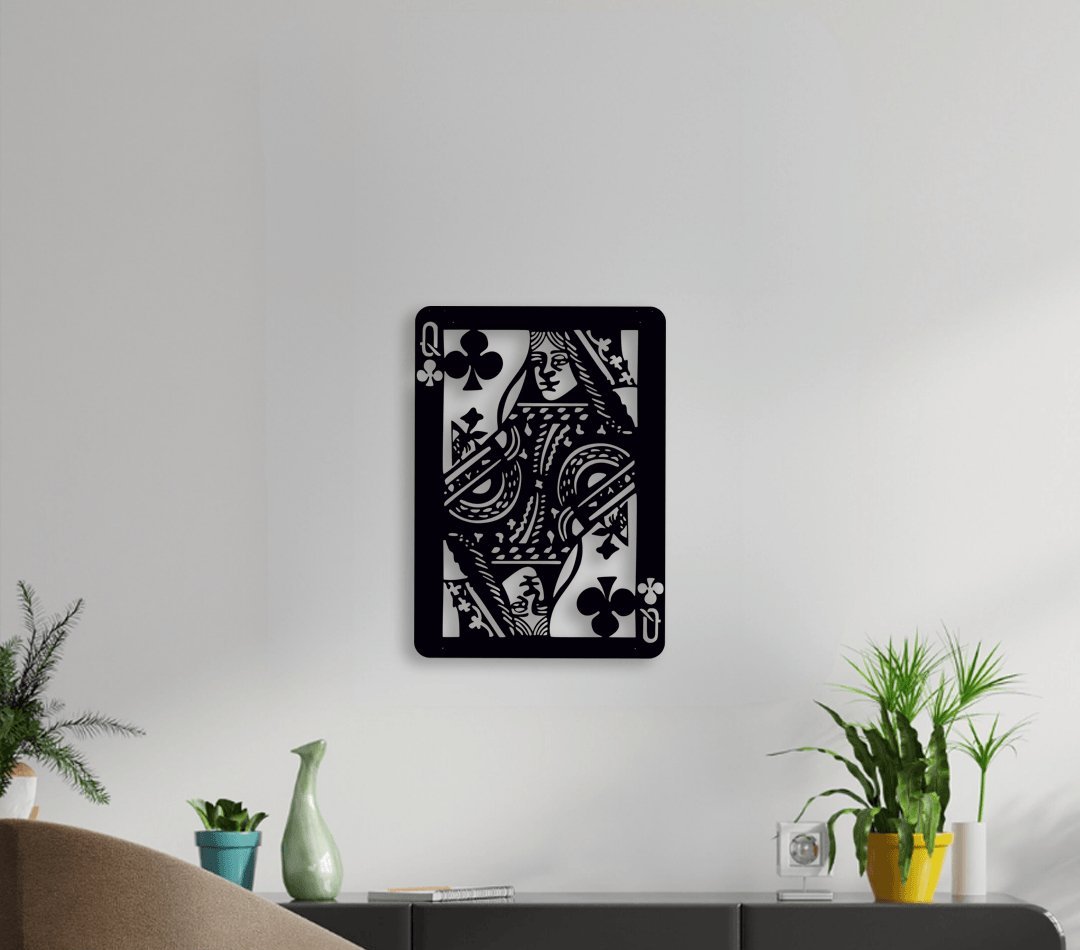 NR Dizayn | Queen of Clubs Metal Wall Art