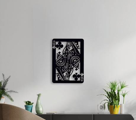 NR Dizayn | Queen of Clubs Metal Wall Art